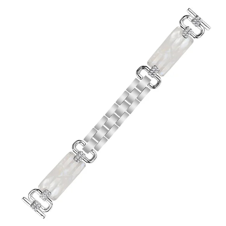 For TicWatch 2 / E / C2 (Black  /  Silver Dial) Resin Strap Rhinestone Decor Bracelet Watch Band