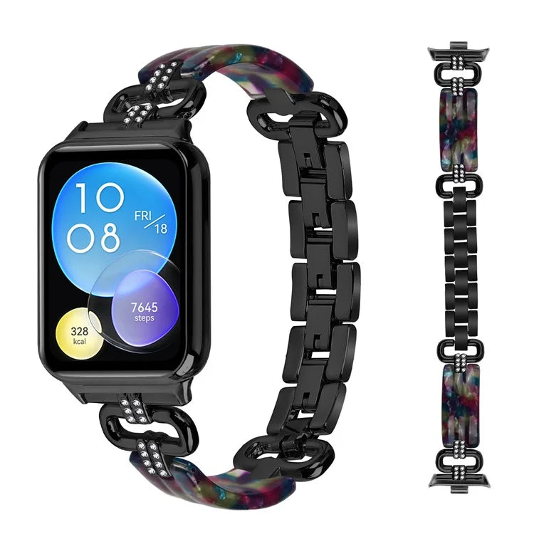 For Xiaomi Smart Band 8 Pro Resin+Rhinestone Wrist Strap Replacement