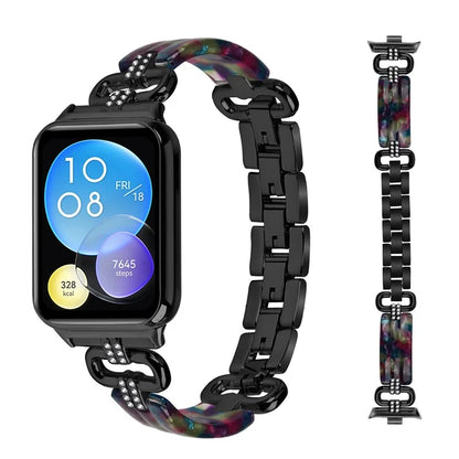 For Xiaomi Smart Band 8 Pro Resin+Rhinestone Wrist Strap Replacement