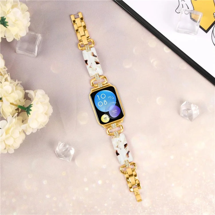 For Xiaomi Smart Band 8 Pro Resin+Rhinestone Wrist Strap Replacement