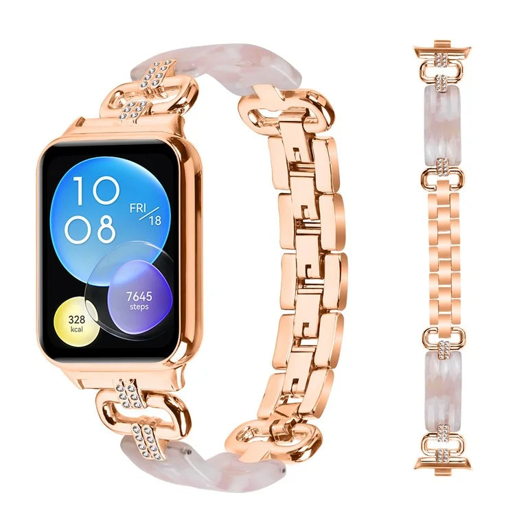 For Xiaomi Smart Band 8 Pro Resin+Rhinestone Wrist Strap Replacement