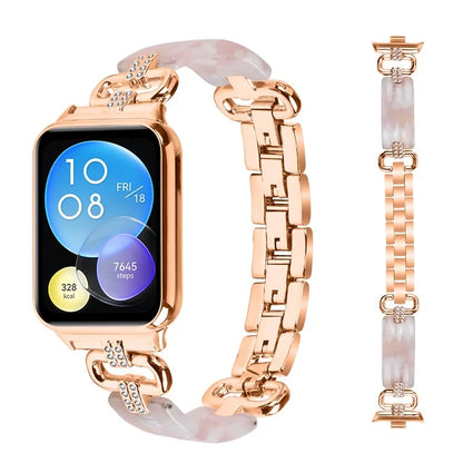 For Xiaomi Smart Band 8 Pro Resin+Rhinestone Wrist Strap Replacement