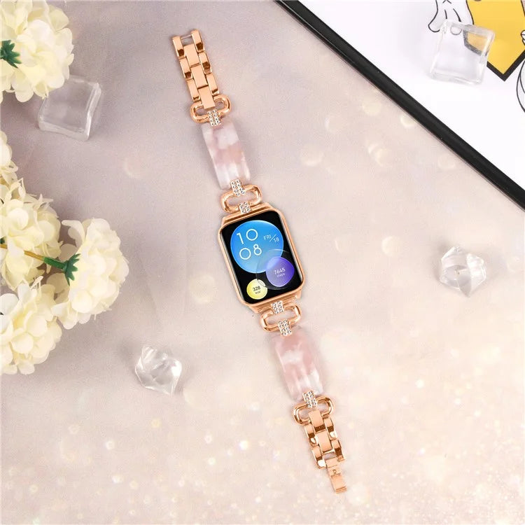 For Xiaomi Smart Band 8 Pro Resin+Rhinestone Wrist Strap Replacement