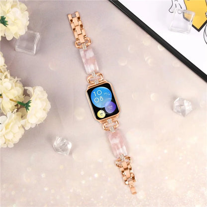 For Xiaomi Smart Band 8 Pro Resin+Rhinestone Wrist Strap Replacement