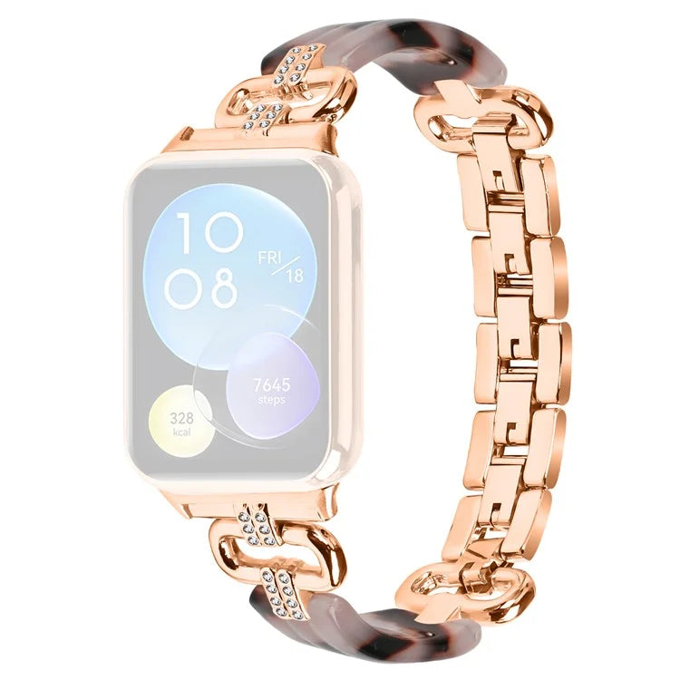 For Xiaomi Smart Band 8 Pro Resin+Rhinestone Wrist Strap Replacement