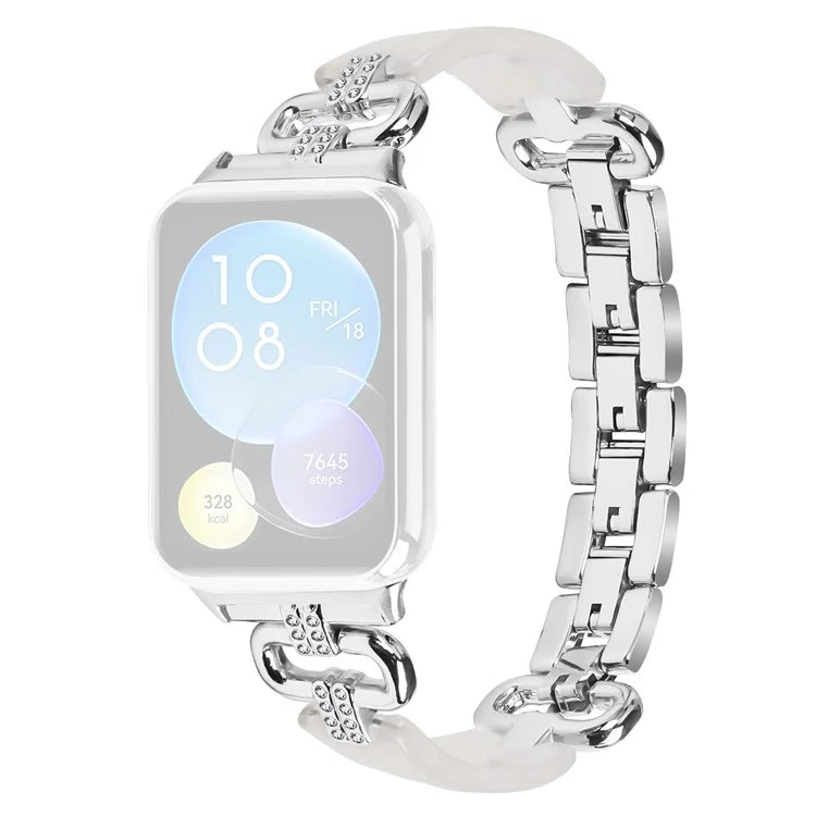 For Xiaomi Smart Band 8 Pro Resin+Rhinestone Wrist Strap Replacement