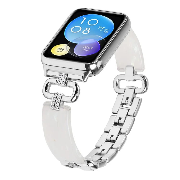 For Xiaomi Smart Band 8 Pro Resin+Rhinestone Wrist Strap Replacement