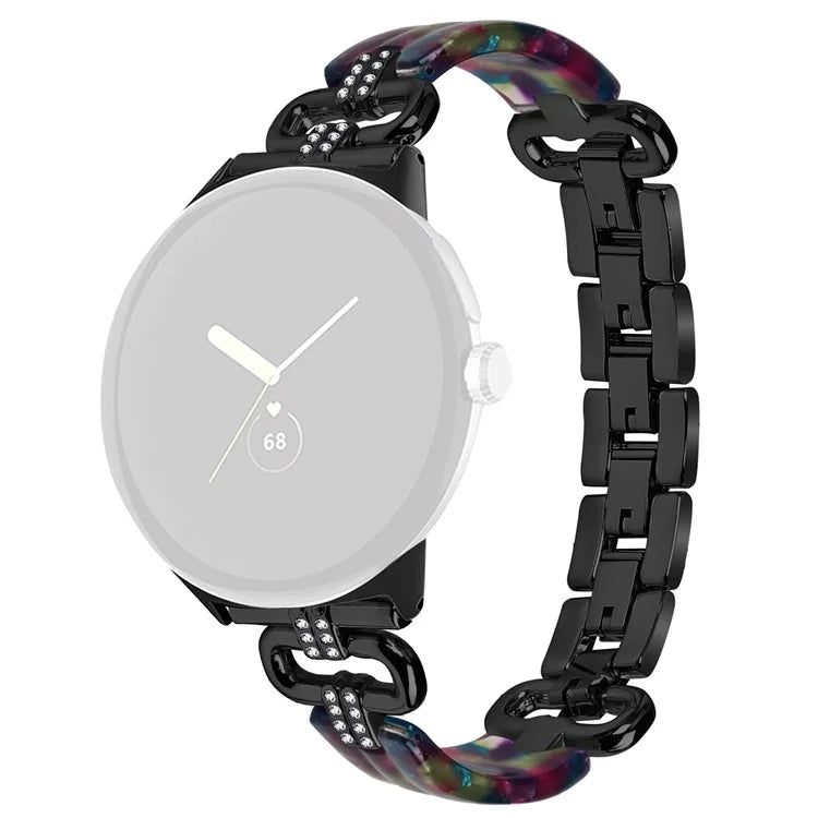 For Google Pixel Watch Bracelet Strap Resin+Rhinestone Watch Band