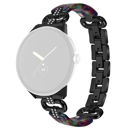 For Google Pixel Watch Bracelet Strap Resin+Rhinestone Watch Band