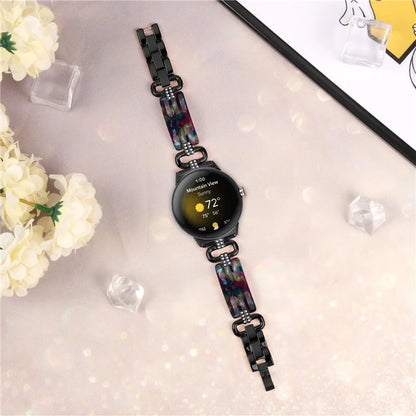 For Google Pixel Watch Bracelet Strap Resin+Rhinestone Watch Band