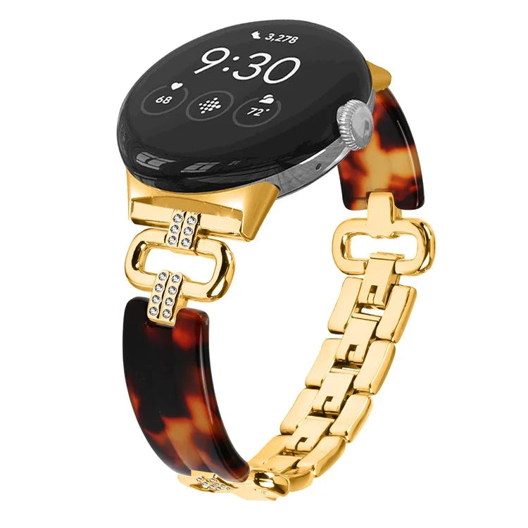 For Google Pixel Watch Bracelet Strap Resin+Rhinestone Watch Band