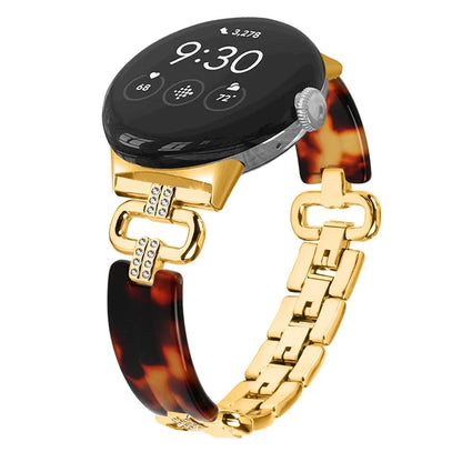 For Google Pixel Watch Bracelet Strap Resin+Rhinestone Watch Band