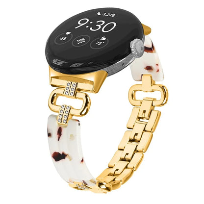 For Google Pixel Watch Bracelet Strap Resin+Rhinestone Watch Band