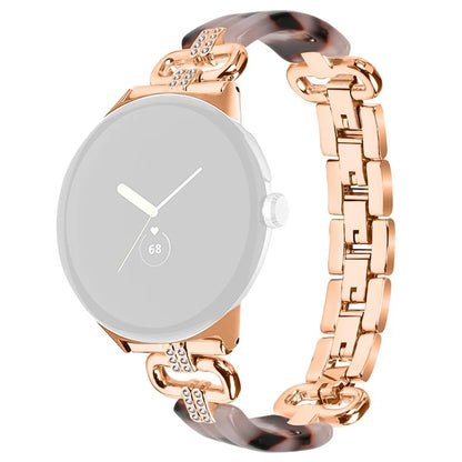 For Google Pixel Watch Bracelet Strap Resin+Rhinestone Watch Band