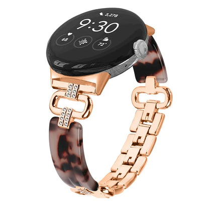 For Google Pixel Watch Bracelet Strap Resin+Rhinestone Watch Band