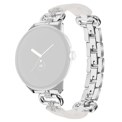 For Google Pixel Watch Bracelet Strap Resin+Rhinestone Watch Band