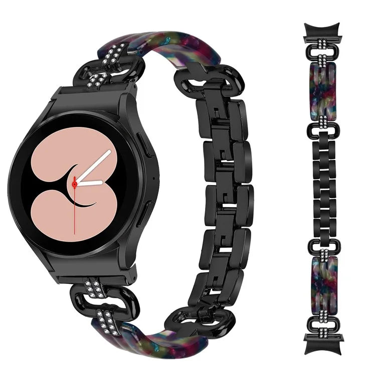 For Samsung Galaxy Watch6 40mm / 44mm / Watch6 Classic 43mm / 47mm Resin+Stainless Steel Strap Replacement Band