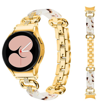 For Samsung Galaxy Watch6 40mm / 44mm / Watch6 Classic 43mm / 47mm Resin+Stainless Steel Strap Replacement Band