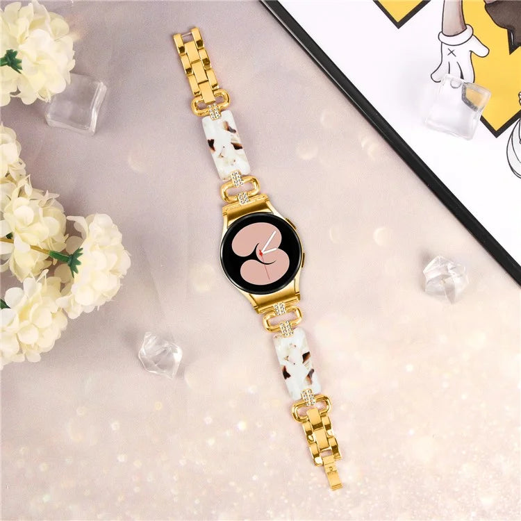 For Samsung Galaxy Watch6 40mm / 44mm / Watch6 Classic 43mm / 47mm Resin+Stainless Steel Strap Replacement Band