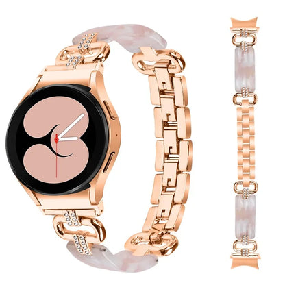 For Samsung Galaxy Watch6 40mm / 44mm / Watch6 Classic 43mm / 47mm Resin+Stainless Steel Strap Replacement Band