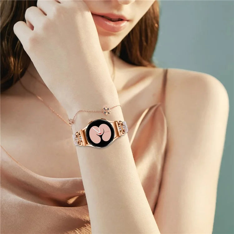 For Samsung Galaxy Watch6 40mm / 44mm / Watch6 Classic 43mm / 47mm Resin+Stainless Steel Strap Replacement Band