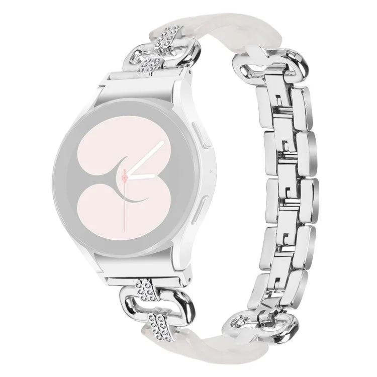 For Samsung Galaxy Watch6 40mm / 44mm / Watch6 Classic 43mm / 47mm Resin+Stainless Steel Strap Replacement Band