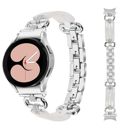 For Samsung Galaxy Watch6 40mm / 44mm / Watch6 Classic 43mm / 47mm Resin+Stainless Steel Strap Replacement Band