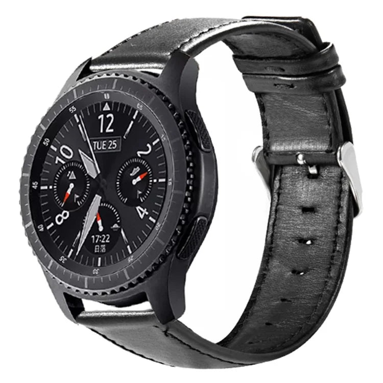 For Samsung Galaxy Watch3 45mm Leather Band 22mm Crazy Horse Texture Watch Strap