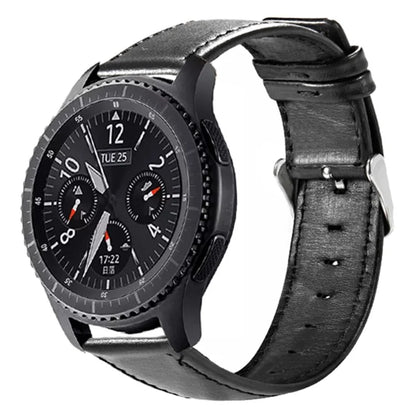 For Samsung Galaxy Watch3 45mm Leather Band 22mm Crazy Horse Texture Watch Strap
