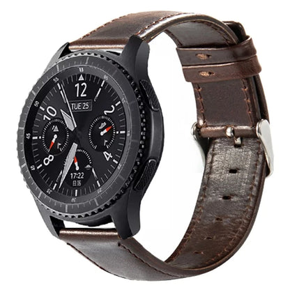 For Samsung Galaxy Watch3 45mm Leather Band 22mm Crazy Horse Texture Watch Strap