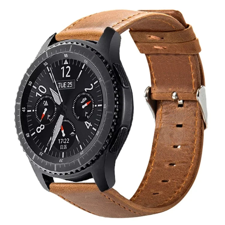 For Samsung Galaxy Watch3 45mm Leather Band 22mm Crazy Horse Texture Watch Strap