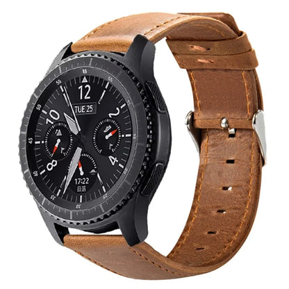 For Samsung Galaxy Watch3 45mm Leather Band 22mm Crazy Horse Texture Watch Strap