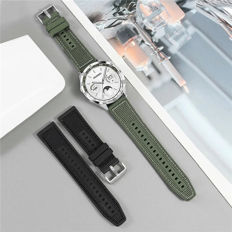 Universal 22mm Breathable Woven Canvas Replacement Strap Adjustable Smartwatch Band