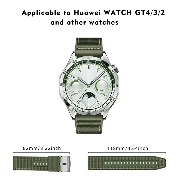 Universal 22mm Breathable Woven Canvas Replacement Strap Adjustable Smartwatch Band