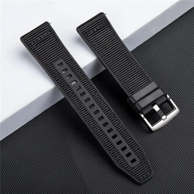 Universal 22mm Breathable Woven Canvas Replacement Strap Adjustable Smartwatch Band
