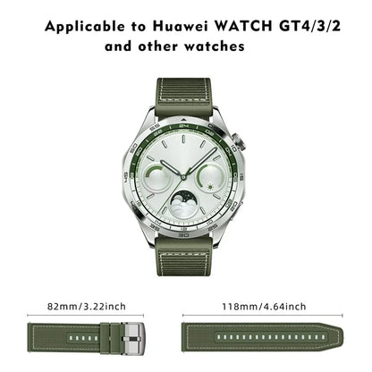 Universal 22mm Breathable Woven Canvas Replacement Strap Adjustable Smartwatch Band