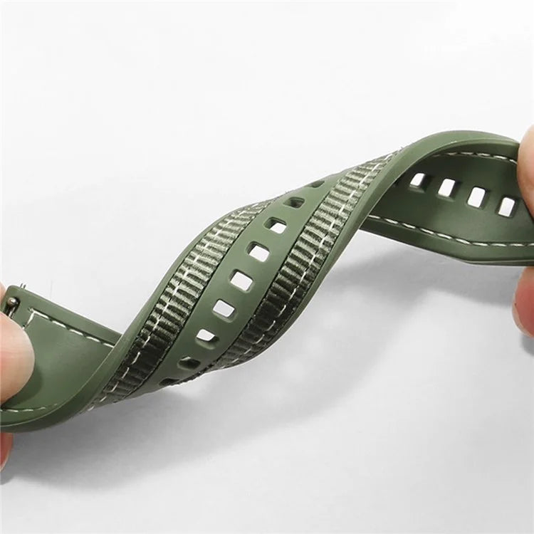 Universal 22mm Breathable Woven Canvas Replacement Strap Adjustable Smartwatch Band