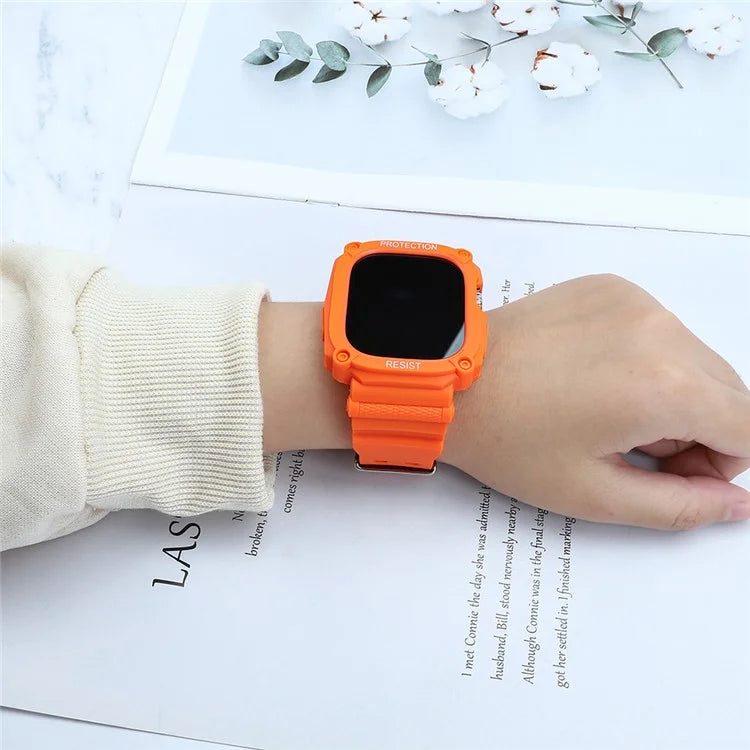 TPU Watch Strap for Apple Watch Ultra 49mm Integral Watch Band with Case