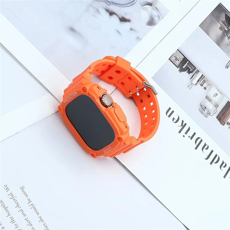 TPU Watch Strap for Apple Watch Ultra 49mm Integral Watch Band with Case