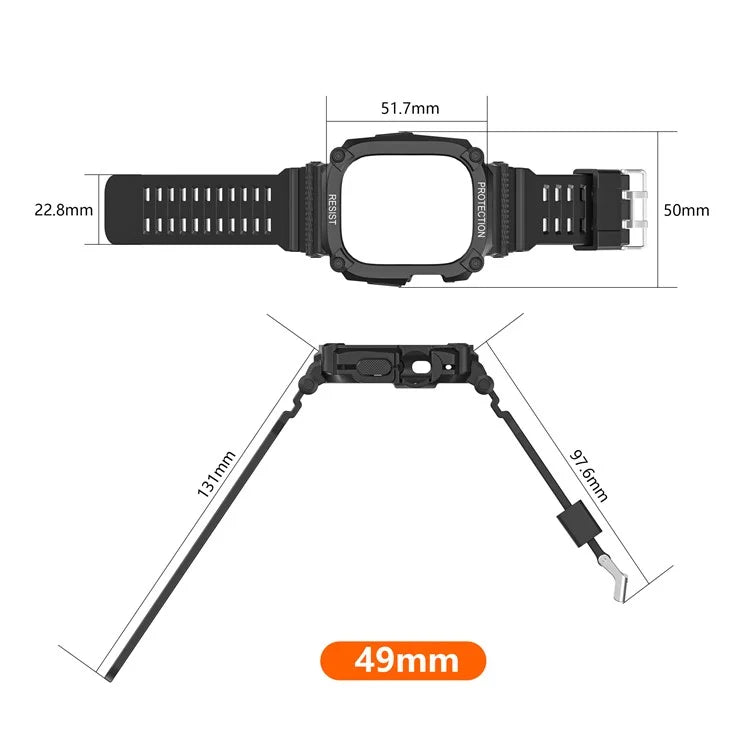 TPU Watch Strap for Apple Watch Ultra 49mm Integral Watch Band with Case