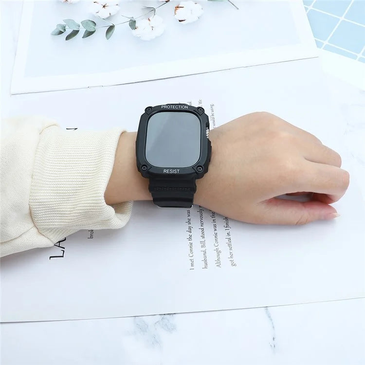TPU Watch Strap for Apple Watch Ultra 49mm Integral Watch Band with Case