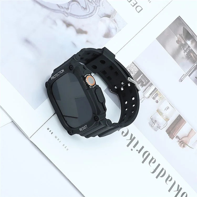 TPU Watch Strap for Apple Watch Ultra 49mm Integral Watch Band with Case