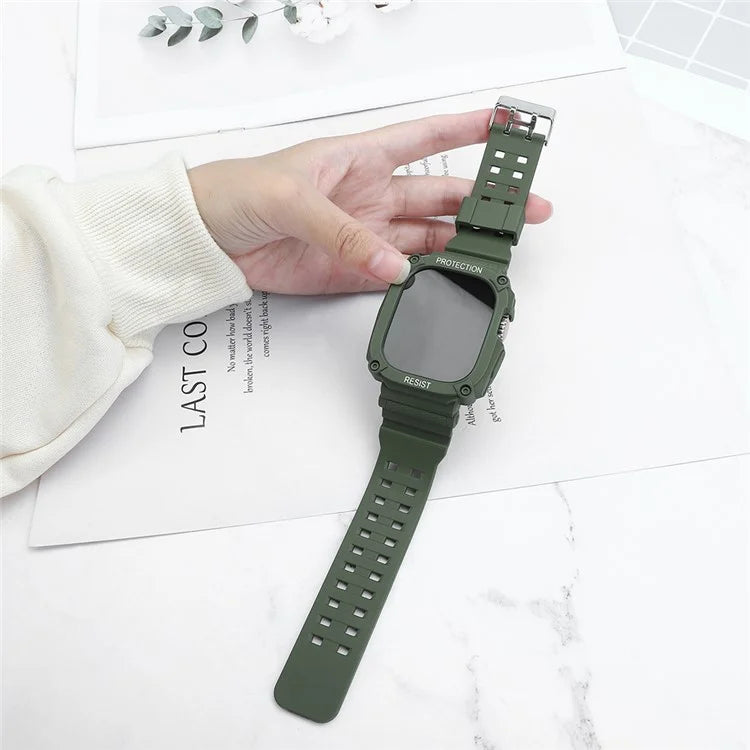 TPU Watch Strap for Apple Watch Ultra 49mm Integral Watch Band with Case