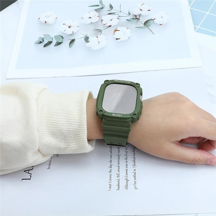 TPU Watch Strap for Apple Watch Ultra 49mm Integral Watch Band with Case