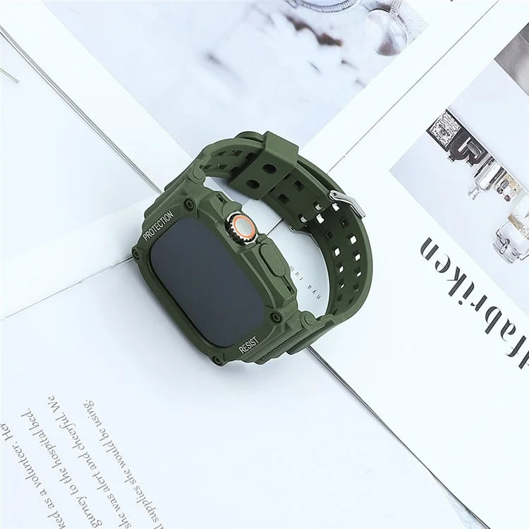 TPU Watch Strap for Apple Watch Ultra 49mm Integral Watch Band with Case