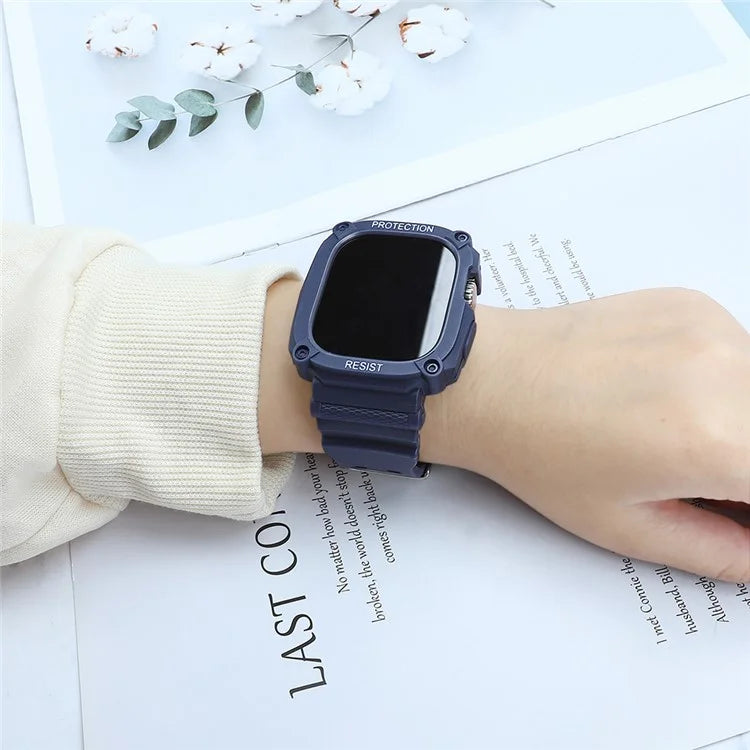 TPU Watch Strap for Apple Watch Ultra 49mm Integral Watch Band with Case