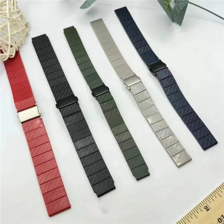 For Huawei Watch GT 4 41mm / Garmin Venu 3S Bracelet Bamboo Texture 18mm Carbon Fiber Watch Band