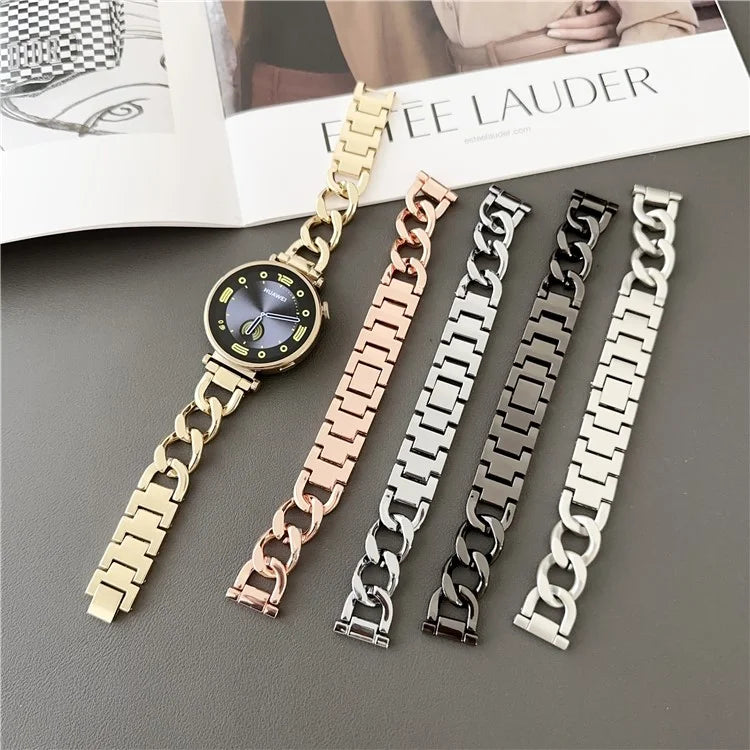 For Samsung Galaxy Watch6 40mm / 44mm / GarminActive 5 20mm Chain Watch Strap Zinc Alloy Wrist Strap