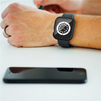 For Apple Watch Series 1 / 2 / 3 38mm Textured PC Watch Case with Tempered Glass Screen Protector