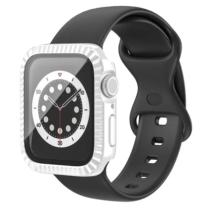 For Apple Watch Series 4 / 5 / 6 / SE / SE (2022) 40mm Textured Hard PC Watch Case with Tempered Glass Film
